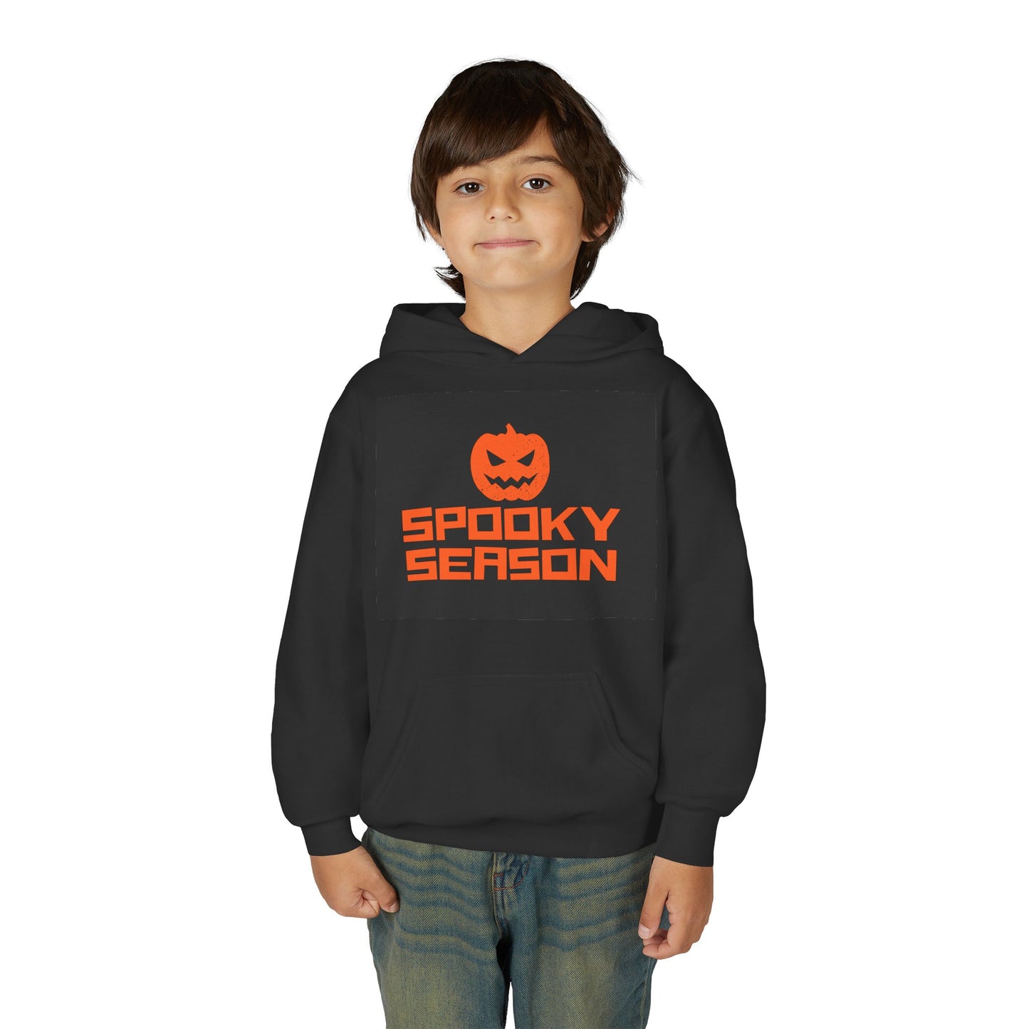 Halloween Spooky Season Youth Hoodie, Cozy Fall Apparel, Trick or Treat Sweater, Fun Costume Layer, October Celebration Sweatshirt