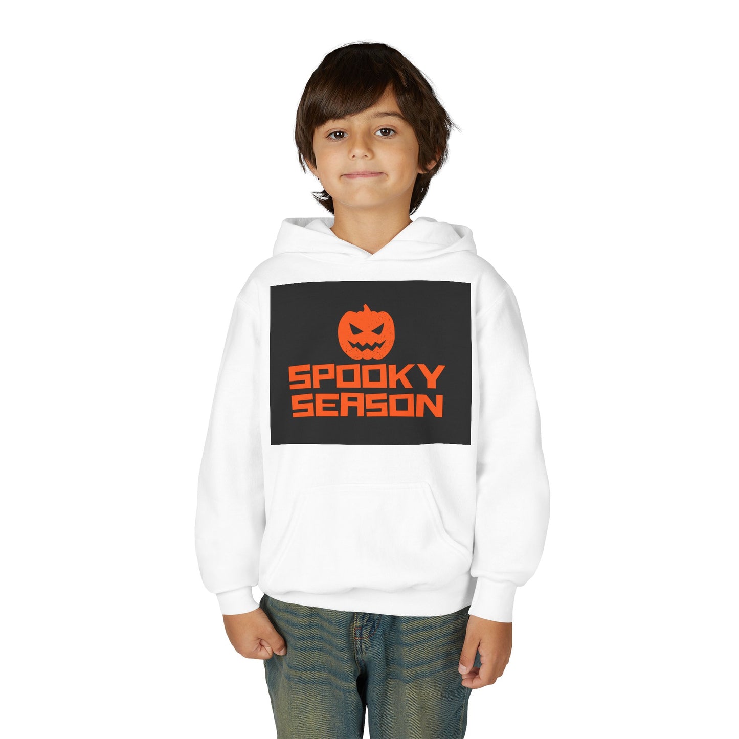 Halloween Spooky Season Youth Hoodie, Cozy Fall Apparel, Trick or Treat Sweater, Fun Costume Layer, October Celebration Sweatshirt