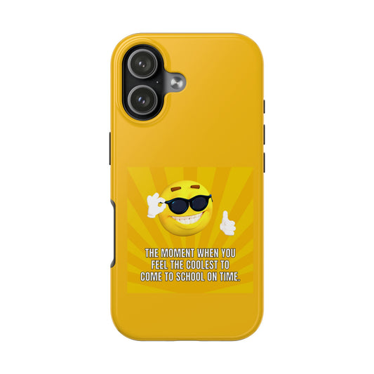 Cool School Phone Case for Teens, Fun Yellow Tough Case, Student Gift, Birthday Present, Back to School Accessories, Trendy Tech Gear