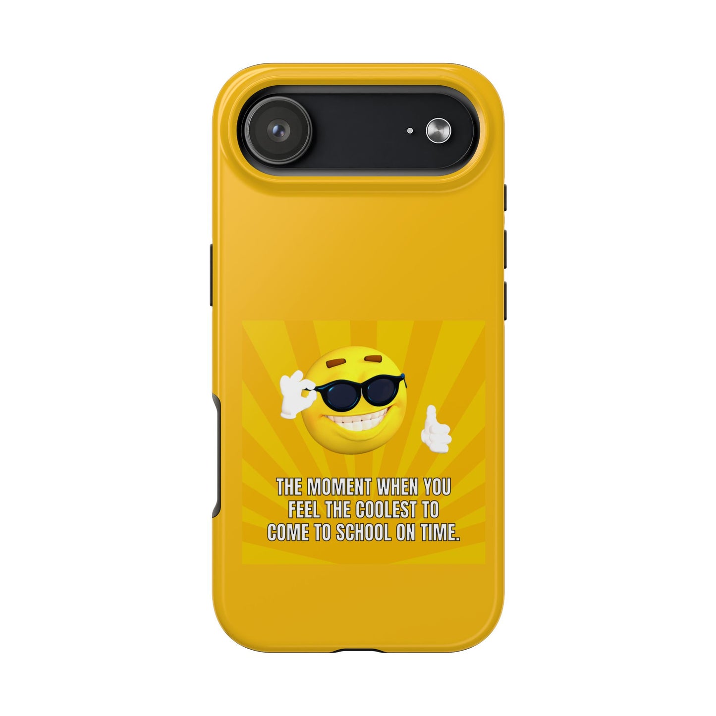 Cool School Phone Case for Teens, Fun Yellow Tough Case, Student Gift, Birthday Present, Back to School Accessories, Trendy Tech Gear