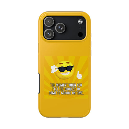 Cool School Phone Case for Teens, Fun Yellow Tough Case, Student Gift, Birthday Present, Back to School Accessories, Trendy Tech Gear