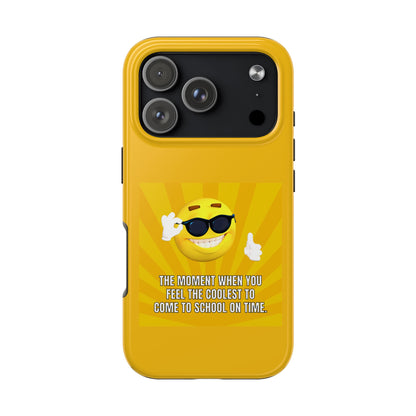 Cool School Phone Case for Teens, Fun Yellow Tough Case, Student Gift, Birthday Present, Back to School Accessories, Trendy Tech Gear